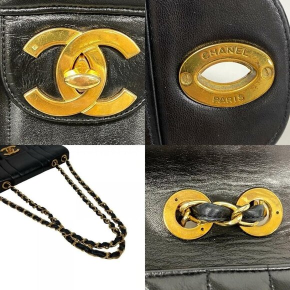 CHANEL Jumbo 24K GP Flap Bag Lambskin Vertical Quilt Chain Shoulder Bag Black - Picture 7 of 12